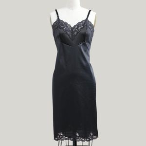 Vintage 70s Black Lace Slip